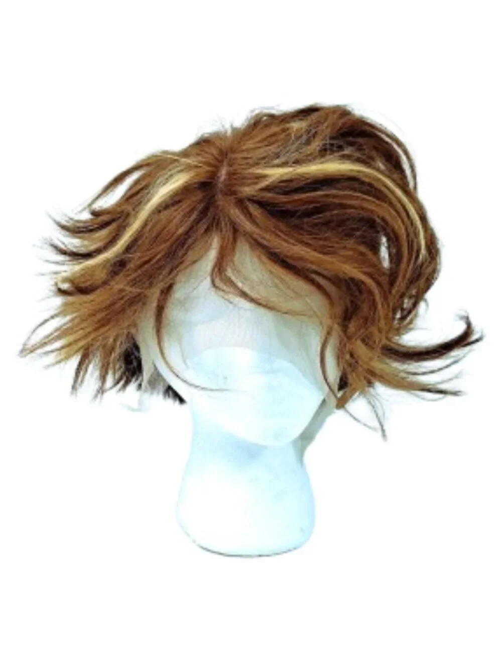 Wig Short Layered Bob Auburn Strawberry Blonde Highlights Lace Front